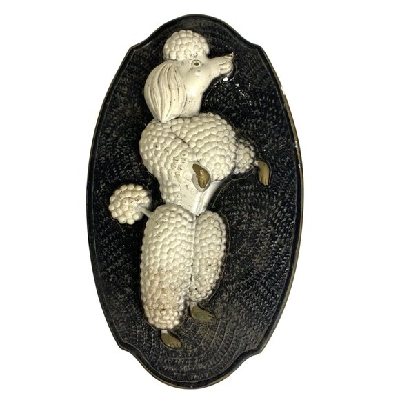 1969 Miller Studio Chalkware Plaque Off-White Standing Poodle Mid Century Modern - Picture 1 of 6